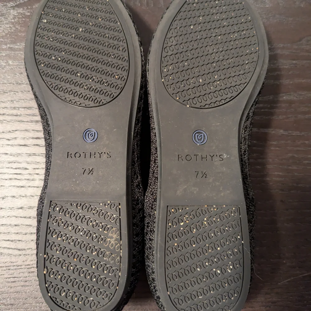 Rothy's 7.5 Women's Black Waffle Weave Flats, The Flat - Picture 10 of 13
